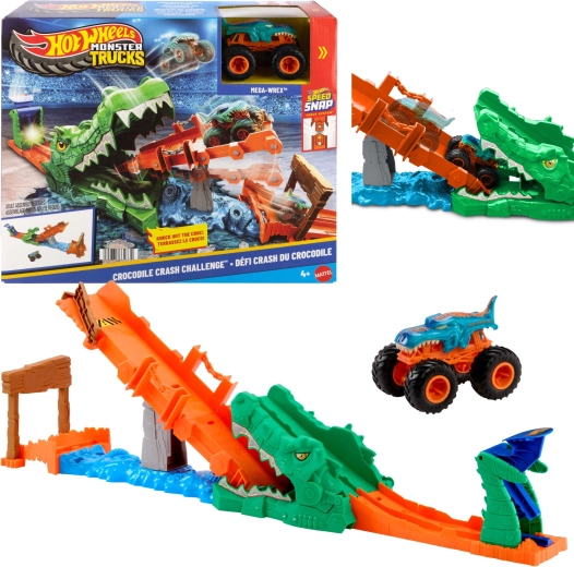 Hot Wheels Monster Trucks krokodýlí kaskadérský set s autem Mega Wrex