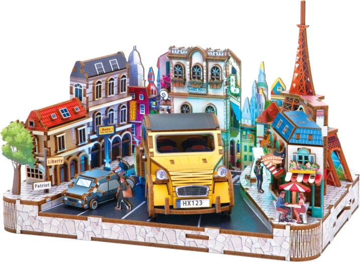 2Kids Toys 3D dřevěná skládačka miniatura evropského městečka - 1 kus