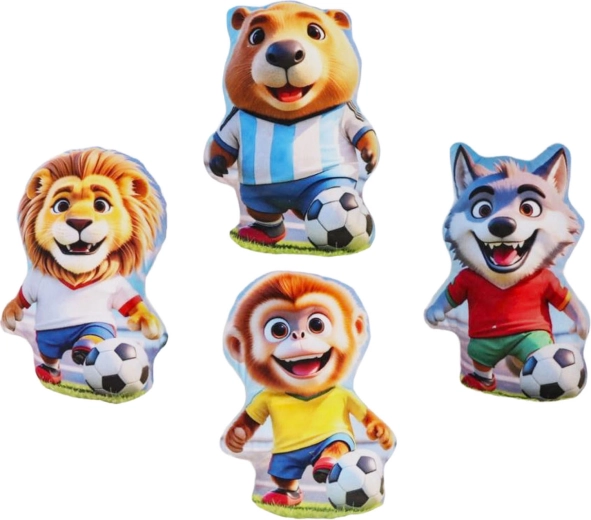 Plyšový polštářek zvířátko fotbalista 16,5 cm