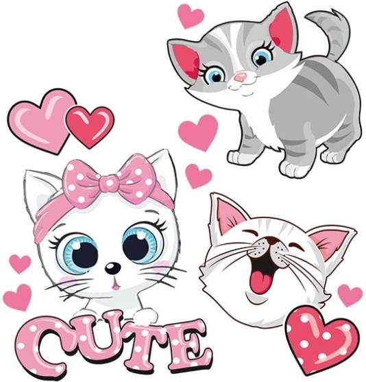 Nálepky Roztomilé Kočky nažehlovací arch