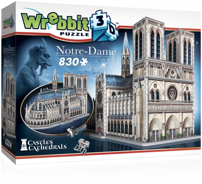 3D puzzle katedrála Notre‑Dame od WREBBIT, 830 dílků