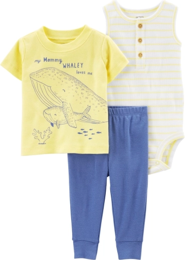 Carter’s 3dílný set pro miminko Yellow ocean – tričko s krátkým rukávem, tepláky a body bez rukávů