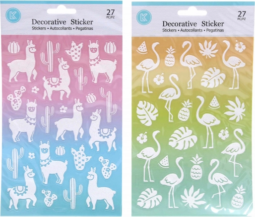 Třpytivé samolepky 14,6 × 25,5 cm – lama nebo plameňák