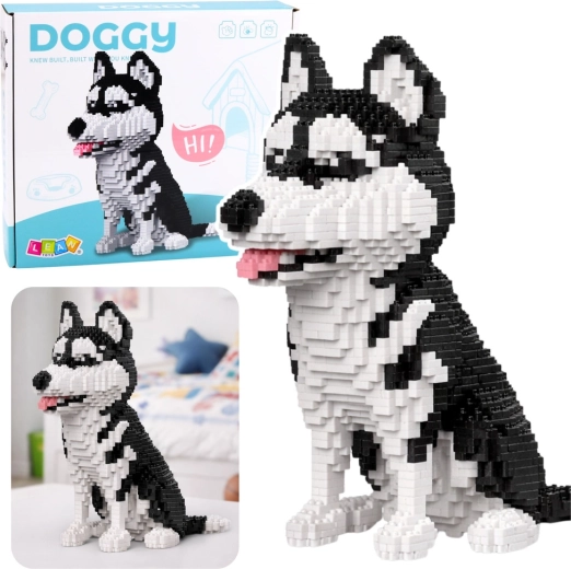 Stavebnice mini kostek husky 3D, 1900 dílků