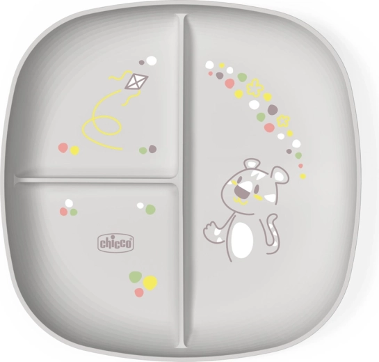 Chicco dělený talíř grey 12m+