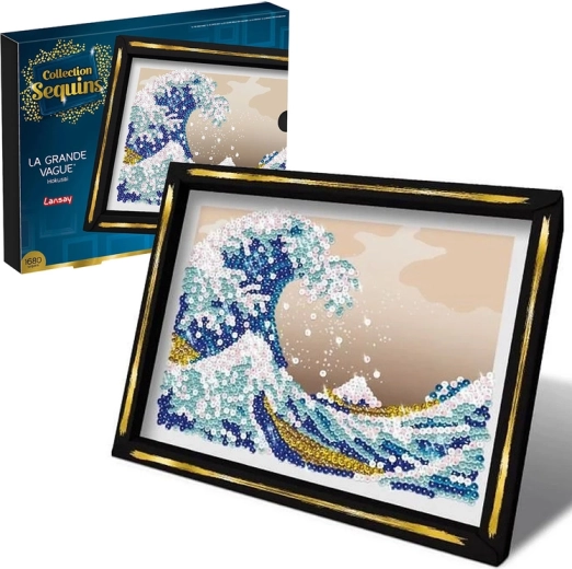 La grande vague obraz z flitrů – mořská vlna, kreativní sada 1680 ks