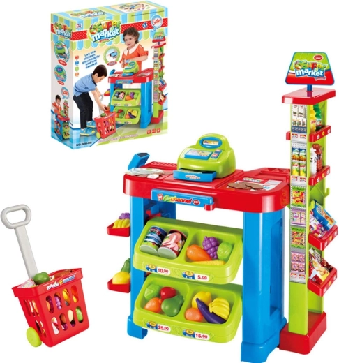 Dětský supermarket se skenerem a nákupním vozíkem