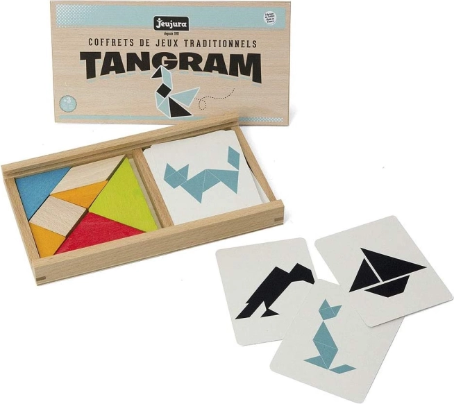 Jeujura tangram s předlohami v dřevěném boxu