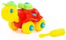 Stavebnice želva na kolečkách se šroubovákem