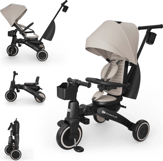 Kinderkraft jazz 3 skládací tříkolka beige