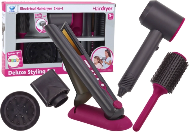 Dětská kadeřnická sada se sušičkou a žehličkou na vlasy