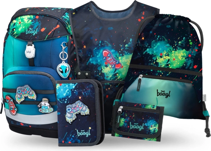 Baagl školní set Airy Plus Chill – batoh, penál, sáček, zástěra a peněženka