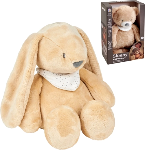 NATTOU plyšový uspávaček se světýlkem a senzorem pláče Sleepy Bunny pale brown