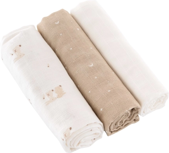 Träumeland látkové pleny hop hop bunny beige 80 × 80 cm (3 ks)