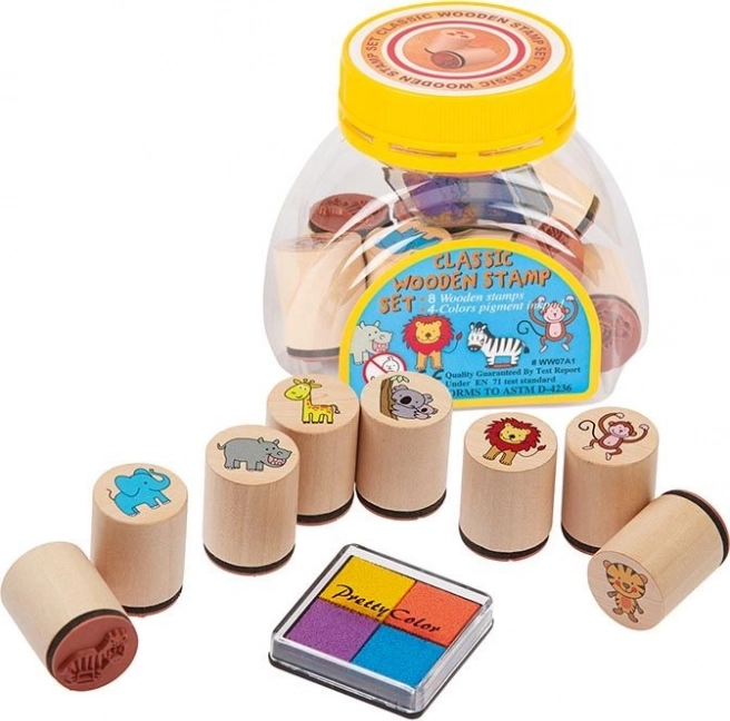 Goki sada 8 dřevěných razítek s inkoustem