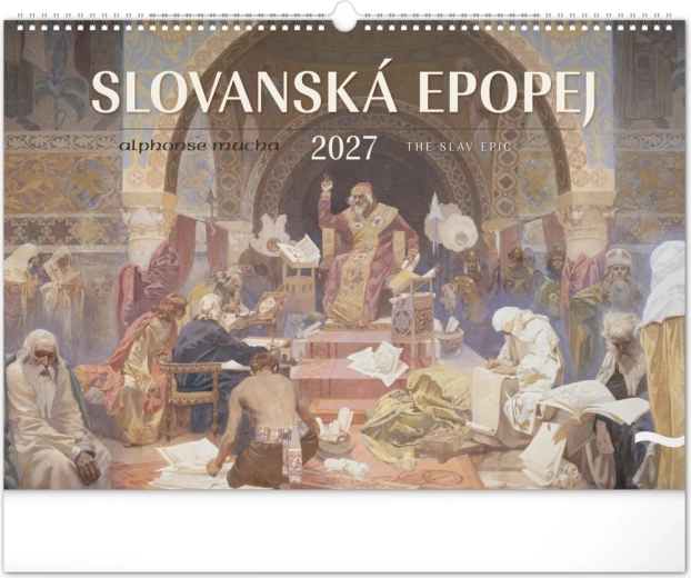 Nástěnný kalendář Slovanská epopej – Alfons Mucha 2027, 48 × 33 cm