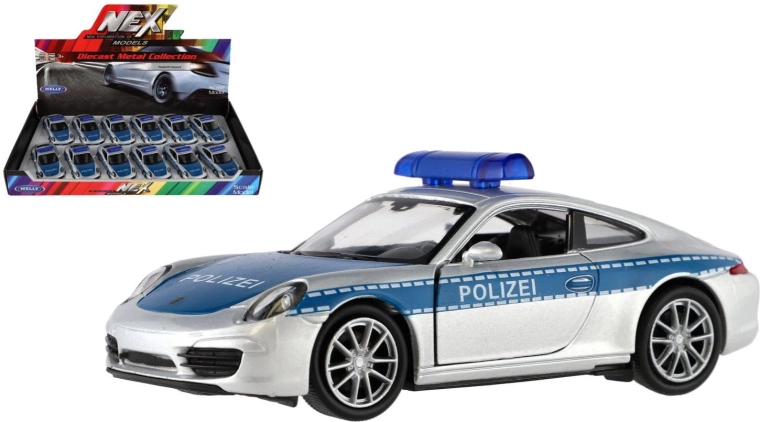 WELLY policejní Porsche 911 Carrera S s pohonem na zpětné natažení