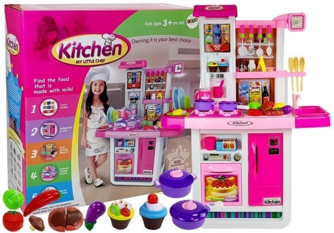 Růžová dětská kuchyňka s vodou a zvuky