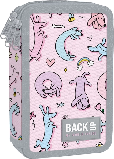 Školní tříkomorový penál s vybavením BackUP Cute Dogs