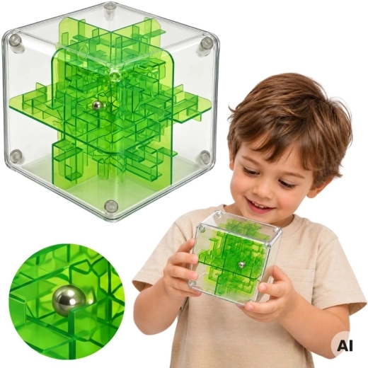 Woopie 3D logický labyrint s kuličkou zelený