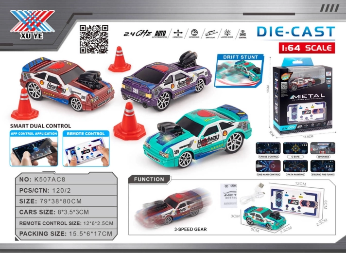 Driftovací RC autíčko 1:64 Headway s příslušenstvím