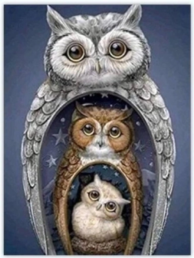 Diamantové malování soví matrjoška 30 × 40 cm