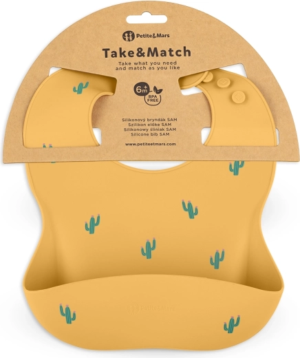 Petite&Mars silikonový bryndák Take&Match ochre cacti 6m+