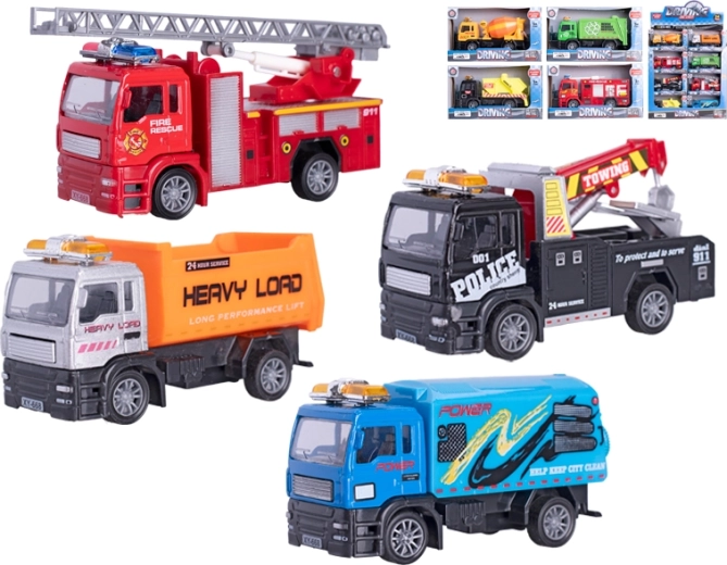 Kovová pracovní vozidla 1:55 se zpětným chodem, 12 cm