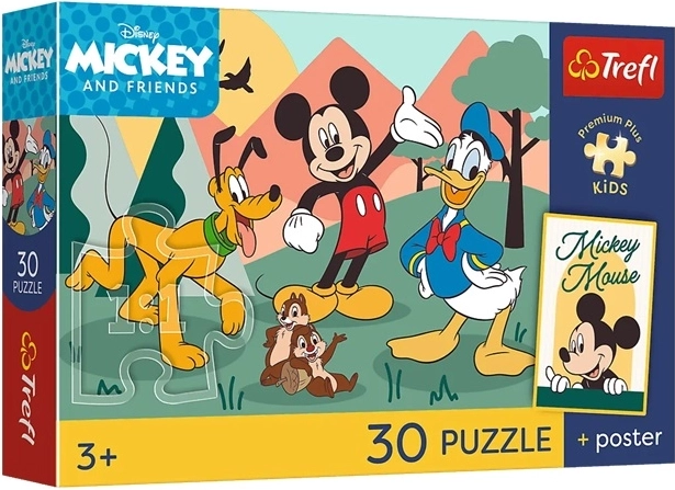 Trefl Disney Mickey a přátelé dětské puzzle 30 dílků + plakát