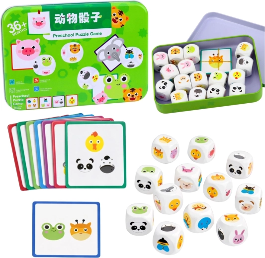 Edukativní dřevěná hra s kostkami – přiřaď zvířátka