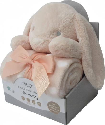 Freeon free2play plyšový králíček s dekou bunny peach - 1 kus