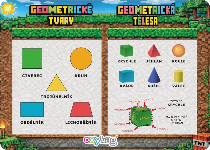 Vzdělávací karta A4 geometrické tvary Playworld