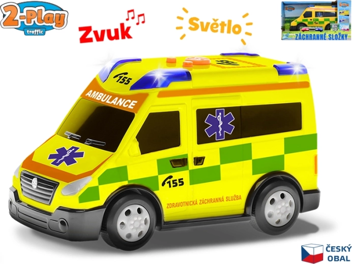 2-Play Traffic ambulance s českým designem 13,5 cm se světlem a zvukem