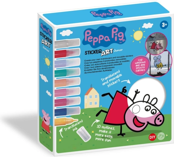 Kreativní sada okenních samolepek a omalovánek Peppa Pig s průhlednými barvami 25 × 26,5 × 5 cm