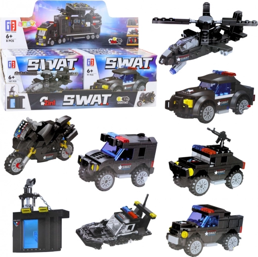 Konstrukční stavebnice SWAT – vozidla a dopravní prostředky 2v1 (92–117 dílků)