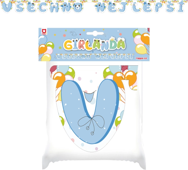 Papírová girlanda Všechno nejlepší modrá