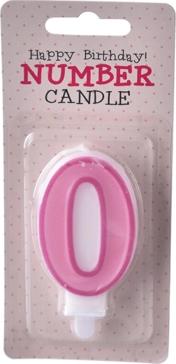 Růžová dortová svíčka číslo 0 (7 cm)