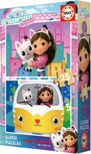 Educa dřevěné puzzle Gábinin kouzelný domek 2 x 25 dílků