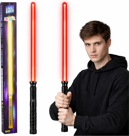 Světelný LED meč s kovovou rukojetí 75 cm se zvukem