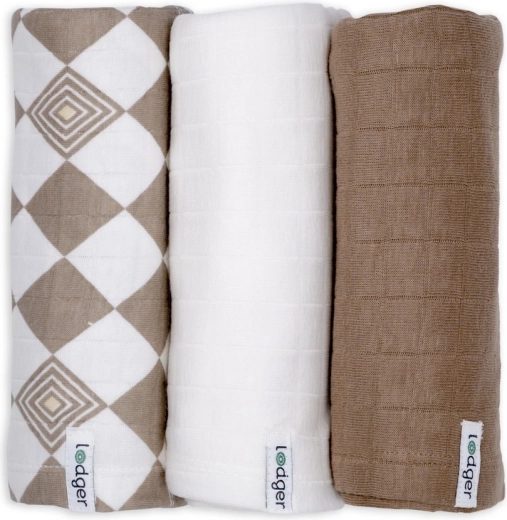 Lodger swaddler solid matcha, sada 3 ks 70 × 70 cm buffalo