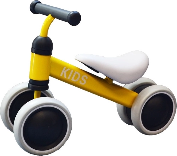 Dětské odrážedlo KIDS – kovové, 4 kola, žluté