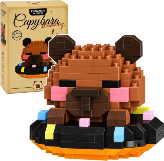Mini konstrukční stavebnice kapybara na donutu hnědá (306 dílků)