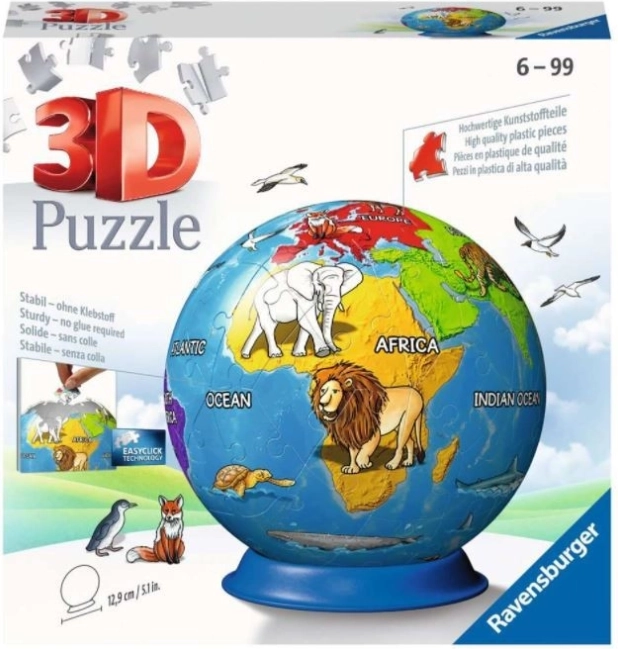 Ravensburger 3D puzzle dětský glóbus, 72 dílků