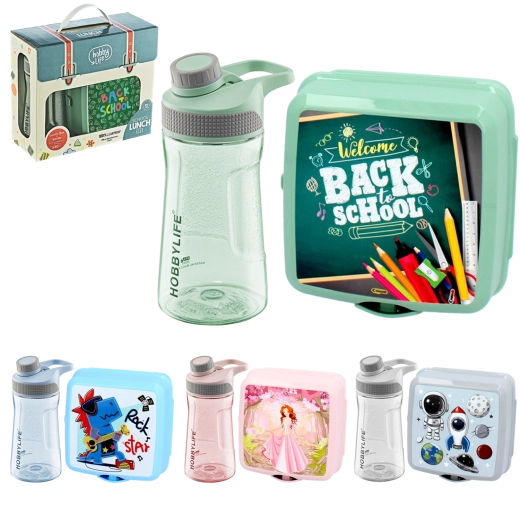 Set svačinový box a láhev na vodu 530 ml HOBBYLIFE