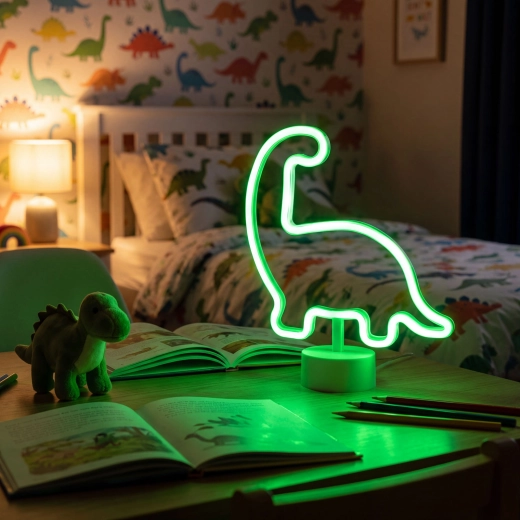 Neonová LED lampa zelený dinosaurus