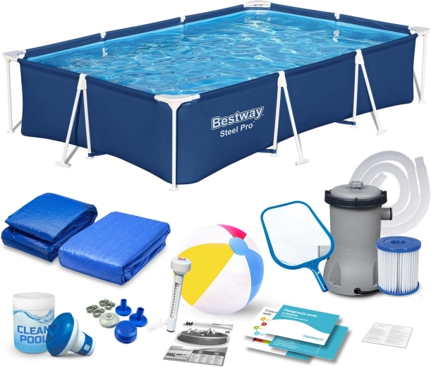 Zahradní rámový bazén 300 × 201 × 66 cm set 16v1 BESTWAY Steel Pro 56404