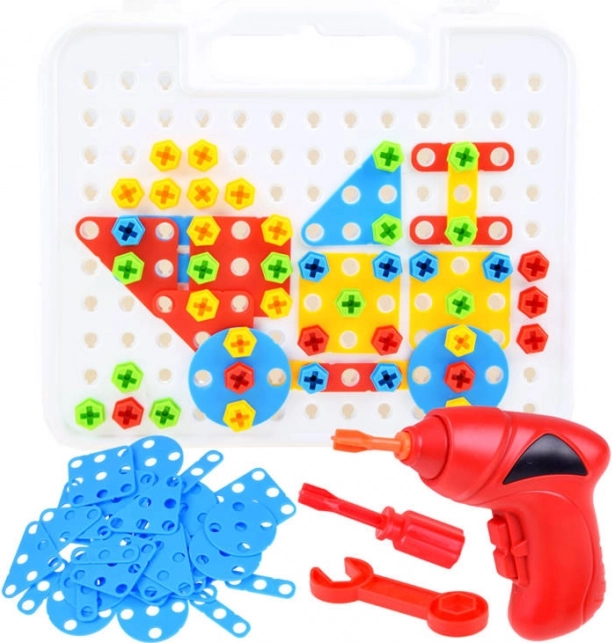 Velká sada konstrukčních stavebnic v kufříku s vrtačkou, 268 dílů