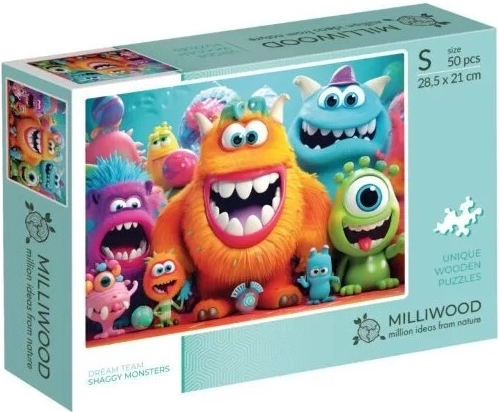 Milliwood DreamTeam Shaggy Monsters dřevěné puzzle 50 dílků