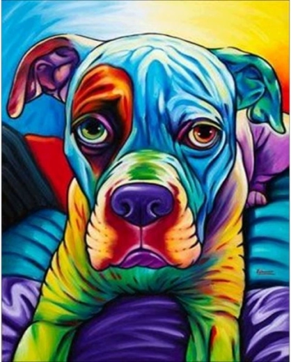 Diamantové malování – barevný pes 30 × 40 cm - 1 kus