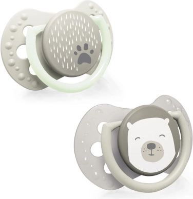 Silikonový dynamický dudlík LOVI Buddy Bear 6–18 m, 2 ks